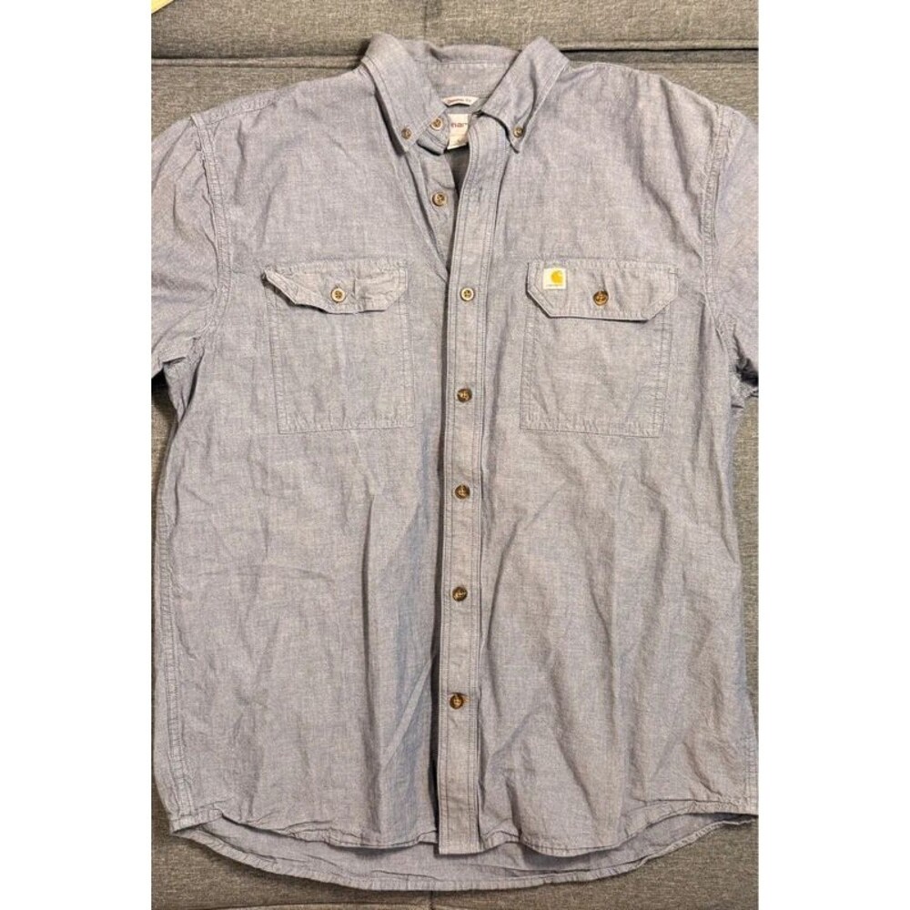 Carhartt Original Fit Chambray Button Down Shirt - Size L (Grey/Blue)